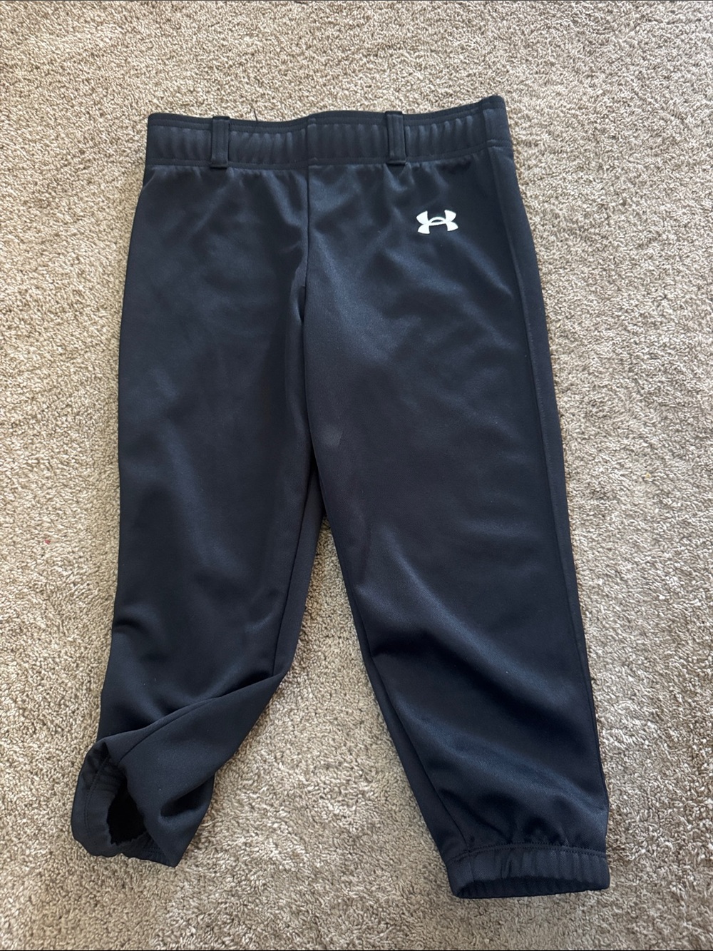 Under Armour Black baseball softball pants  with White Logo youth medium